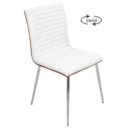 Set of 2 Mason Swivel Modern Walnut Wood Back Dining Chairs Off White - Lumisource