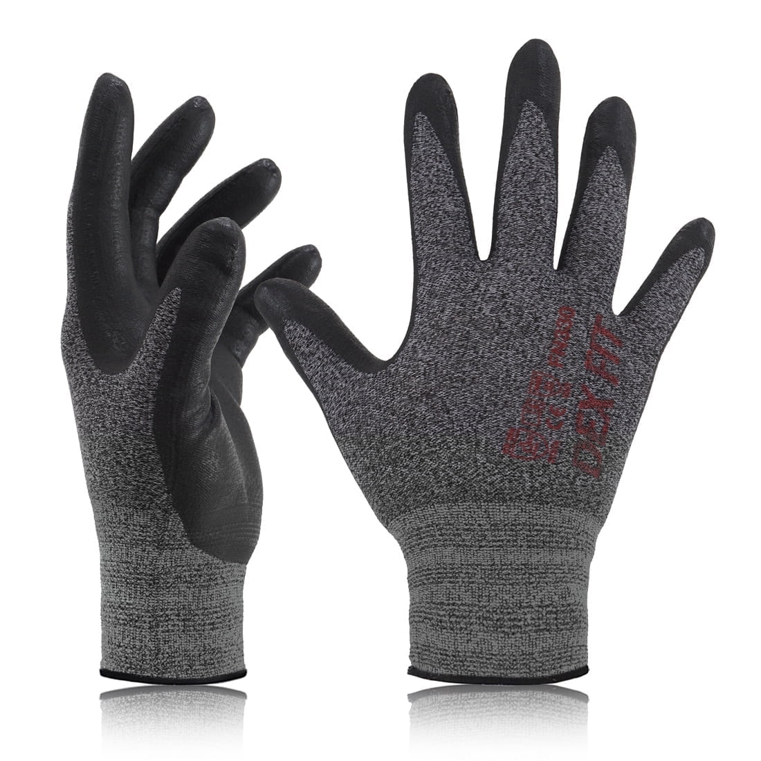 DEXFIT FN330 Black Grey Multipurpose Nitrile Coated Work Gloves (Firm Grip, Medium) - 3 Pairs
