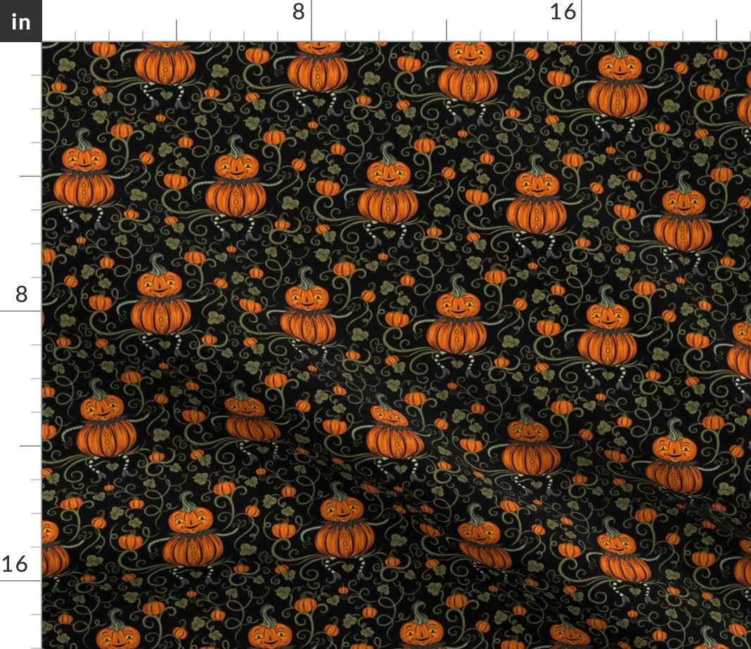 BonEful Fabric FQ Cotton Quilt Black Orange Yellow Star Pumpkin Halloween Small 