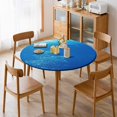 thumbnail image 4 of Bright Sunshine Through Deep Blue Sea Round Fitted Tablecloth with Flannel Backing Elastic Table Cloth Waterproof Oil-Proof Plastic Table Cover Table Up 40"-54" Diameter), 4 of 5