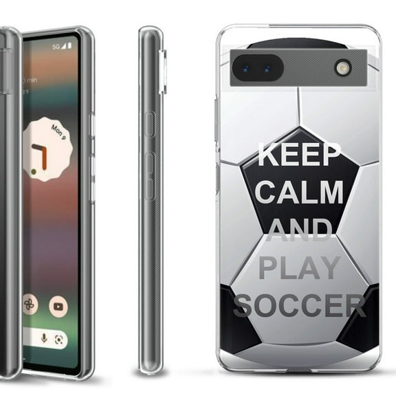 Slim-Fit Gel TPU Phone Case for Google Pixel 6a, by OneToughShield ® - Keep Calm Soccer
