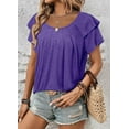 thumbnail image 5 of KISSMODA Short Sleeve Shirts for Women Dressy Casual Summer Blouses Pleated Front Loose Fit Tunic Tops, 5 of 6