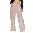 thumbnail image 1 of Nuevos pantalones de fiesta con lentejuelas: pantalones de mujer de cintura alta y pierna ancha, estilo retro informal, poliéster + spandex, tallas S-XXL para fiestas/uso diario., 1 of 6