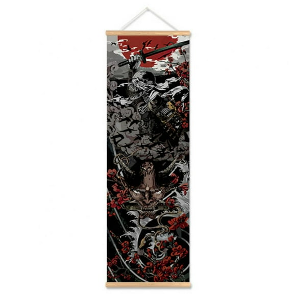 Japanese Warrior Canvas Samurai Wall Art Print Poster Artwork Home Decorations, 16”x35”, 1 Piece