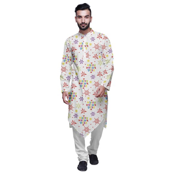 Atasi Indian Mandarin Collar Mens Kurta Printed Button Down Kurtas Ethnic Clothing