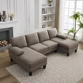 thumbnail image 4 of Anviora Home Sectional Sofa for Living Room, U-Shaped Sofa Couch with Chenille Fabric, 4 Seat Sofa with Double Chaise for Apartment, 4 of 9