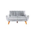 thumbnail image 3 of Contemporary Gray Velvet : 2 With And Curved Lines In Velvet: Modern Couch Cozy Seats, 3 of 5