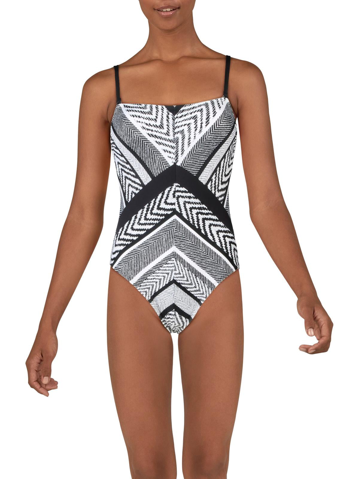 Kenneth Cole New York Womens Plunge Front One Piece Swimsuit
