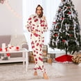 thumbnail image 2 of Adult Christmas Onesie Red Bow Cherry Adult Zipper One-Piece Pajamas Unisex Pajamas with Pockets, 2 of 6