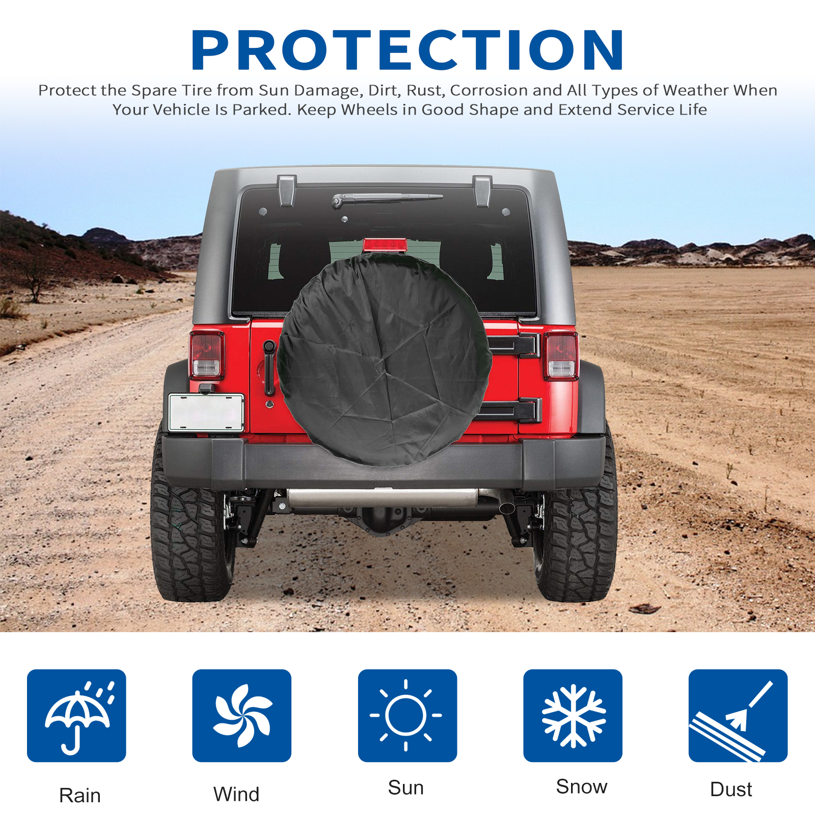 18.5-31.5inch Spare Tire Cover, EEEkit Tough Tire Wheel Soft Cover for  18.5-31.5inch Entire Wheel Size, Black Wheel Cover Fit for Jeep, Trailer, RV,  SUV, Truck