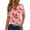 Light pink, variant on Women's Casual V-Neck Short Sleeve T-Shirt with Heart Print and Decorative Buttons, Valentine's Day Fashion Tee for Daily Wear,Blue,L