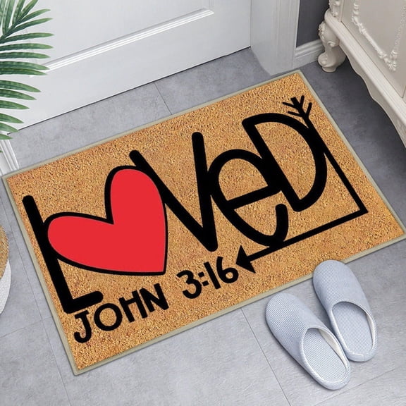 Valentine's Day Door Mat, 15.75x23.63in Valentines Red Love Welcome Floor Mats Non-Slip Entrance Rugs for Indoor Outdoor Home Valentines Decor(B)
