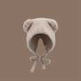 thumbnail image 5 of Cute  Ear Protection Y2k Warm Bear Ear Wool Hat Beanies Cap Winter Hat Knitted Bomber Cap BEIGE, 5 of 8