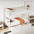 thumbnail image 3 of LAZZO Twin Over Twin Bunk Bed with Storage Drawers, Convertible Solid Wood Bunk Bed with Ladder & Safety Guardrail, No Box Spring Needed, White, 3 of 9