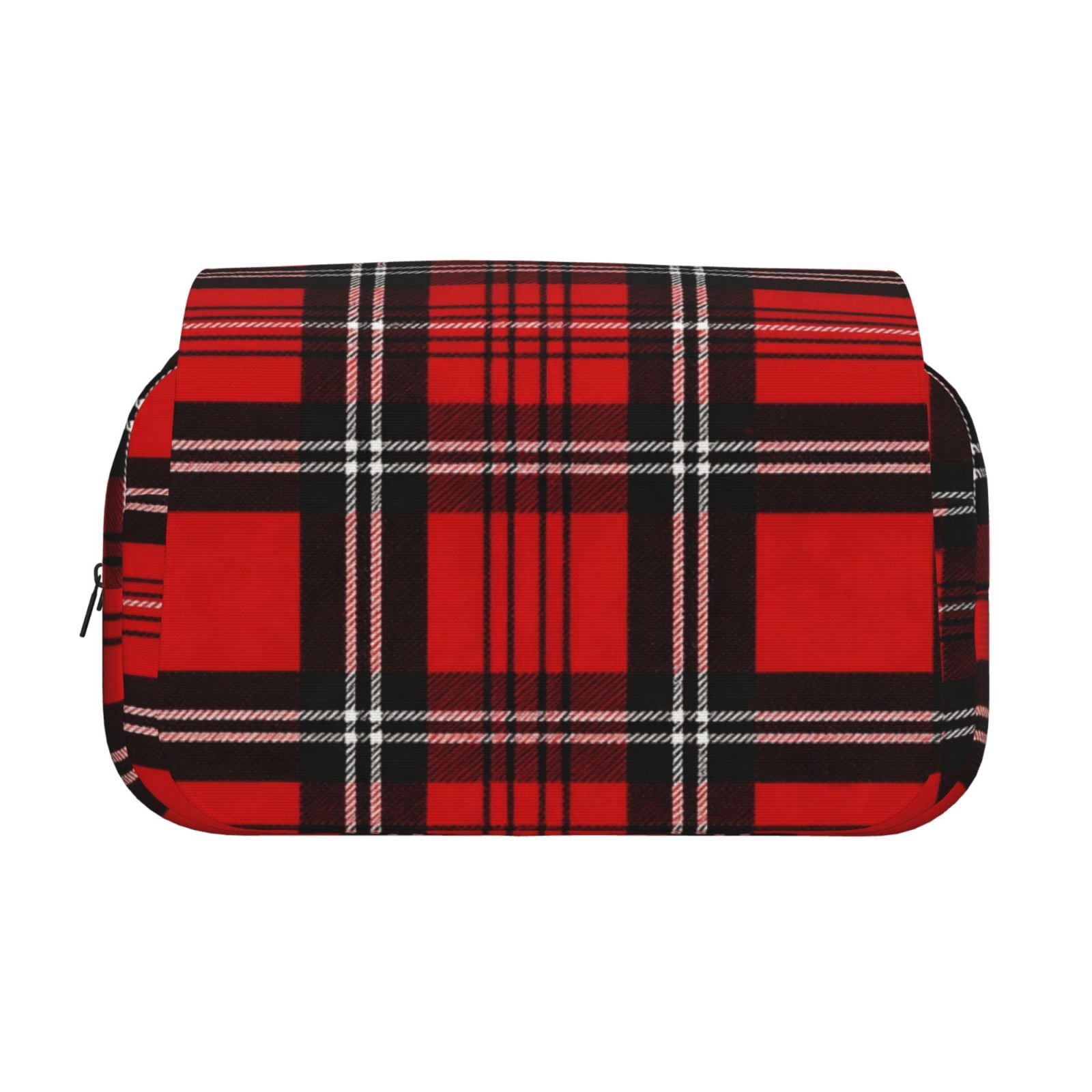 Large-Capacity Flip-Top Double-Layer Pencil Case, Multi-Functional Pocket Pen Case, Durable Stationery Organizer Red And Black Checkered Pattern (2)