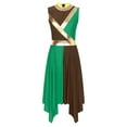 thumbnail image 5 of Doomiva Liturgical Dance Dresses for Women Color Block Praise Dance Dress Asymmetrical Worship Tunic Brown&Green S, 5 of 7