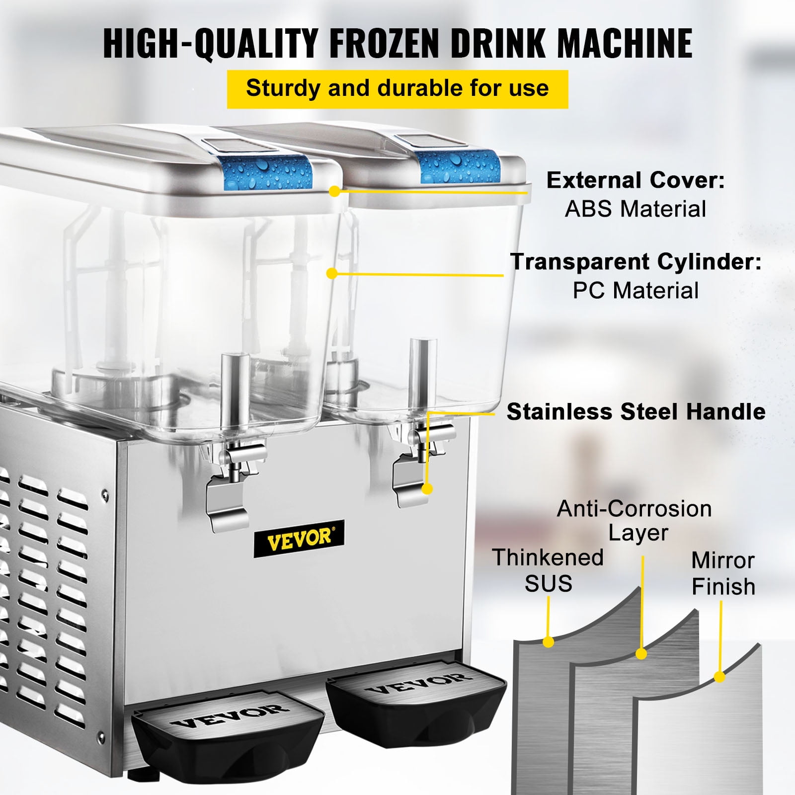 Details about   9L*4Tank Commercial Frozen Hot Cold Drink Beverage Milk Juice Dispenser t