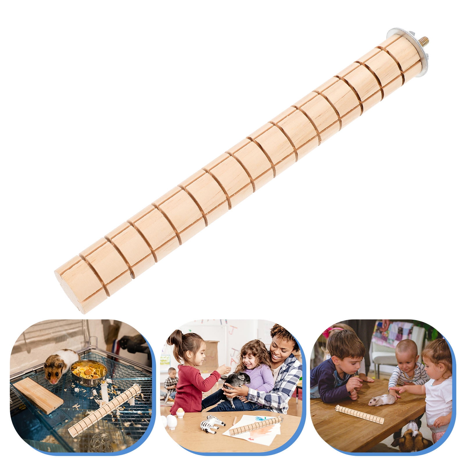 LEORX Hamster Chew Stick Made of Natural Wood and Stainless Steel Light Brown