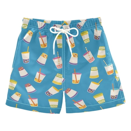 joogoo Boy Swim Trunks Boba Bubble Tea Bathing Beach Board Shorts M
