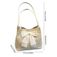 thumbnail image 3 of Bolso de hombro de paja tejida para mujer | Bolso tote de hierba | Bolso bandolera informal con lazo | Bolso de playa ligero y transpirable para viajes y compras de verano, 3 of 6