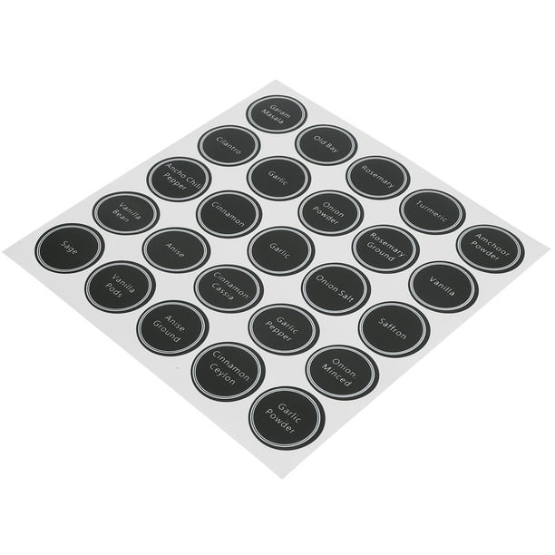 Lot de 144 étiquettes autocollantes pour pots à épices, 13,5x26,7 cm, noires