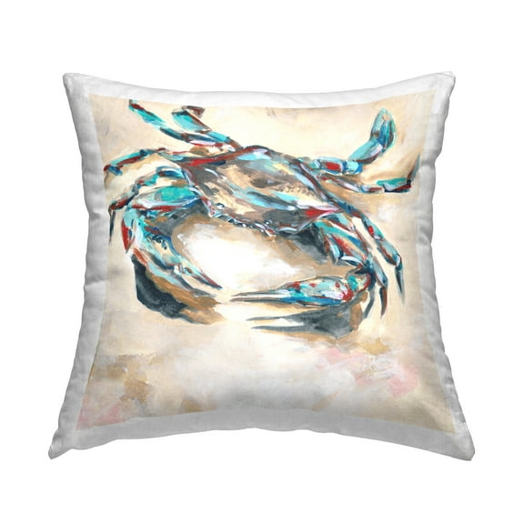 Stupell Industries Blue & Red Crab Decorative Printed Throw Pillow Design by Melissa Wang