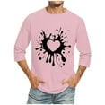thumbnail image 3 of Jinhomg Mens Holiday T Shirt Novelty Valentine's Day Heart Print Tops Big and Tall Comfy 3/4 Sleeve Crew Neck Tees Holiday Dating Wear Pink XXXL, 3 of 6