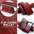 thumbnail image 4 of Case for iPhone 16e, Magnetic Matte Premium PU Leather Stand Flip Cover with Card Slots and Wallet, Shockproof and Full Body Protection Compatible with iPhone 16e - Red, 4 of 6