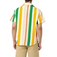 thumbnail image 3 of INSPIRE CHIC Men's Shirts Summer Striped Button Short Sleeve Beach Shirts XL Pink Green Orange, 3 of 6