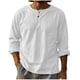 thumbnail image 4 of Ceisia Men's Cotton-Linen Henley Neck T-Shirt | Relaxed Long-Sleeve Solid Casual Top Gift, 4 of 5