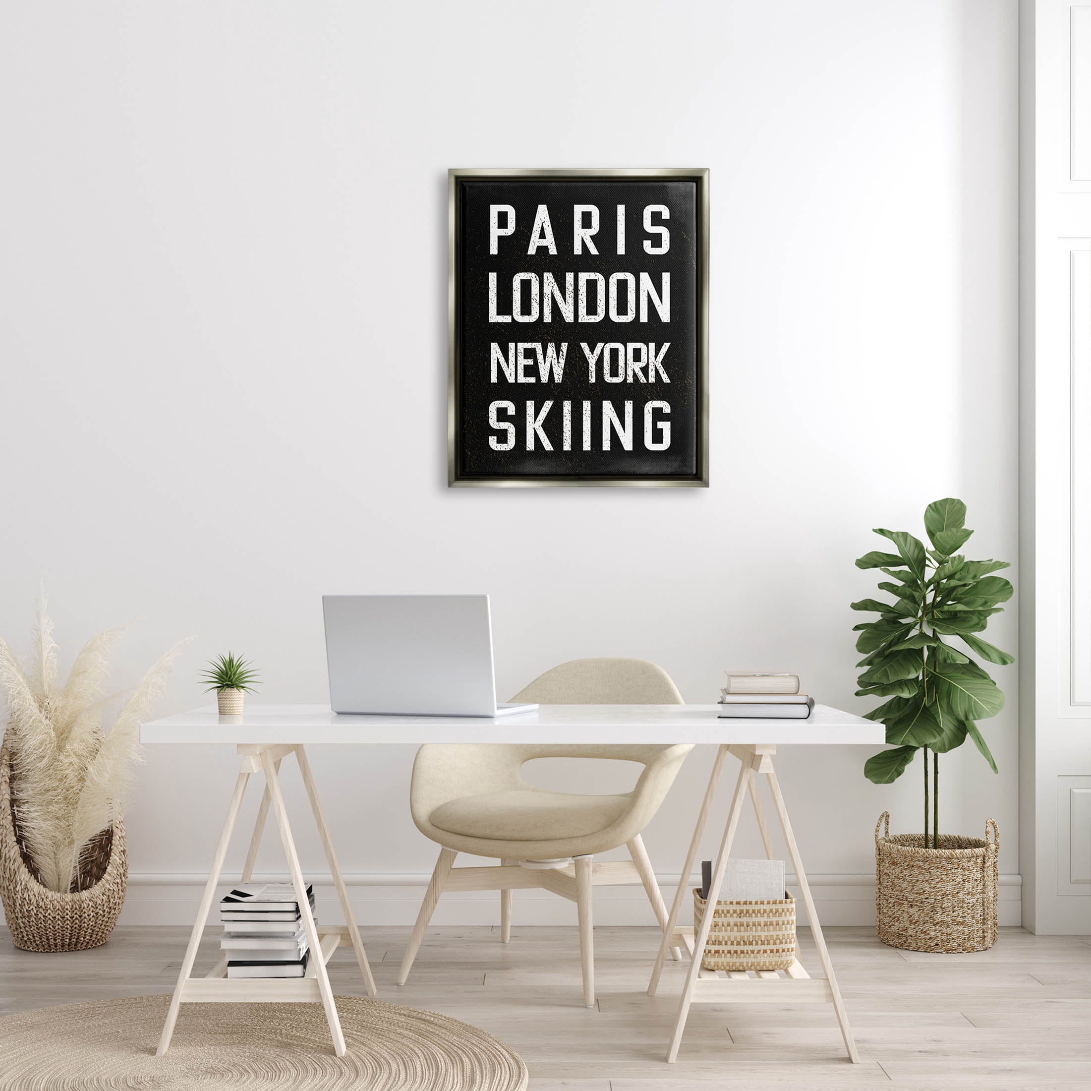 Stupell Industries Worldwide Skiing Winter Sports Graphic Art Luster Gray Floating Framed Canvas Print Wall Art, Design by Valerie Weiners