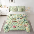 thumbnail image 2 of jejeloiu Country Flowers Butterfly 7 Pieces Bedding Comforter Set,Botanical Plants Theme Full Bedding Set,Kawaii Floral Fitted Sheet Flat Sheet For Girls,Ultra Soft Home Decor Reversible, 2 of 8