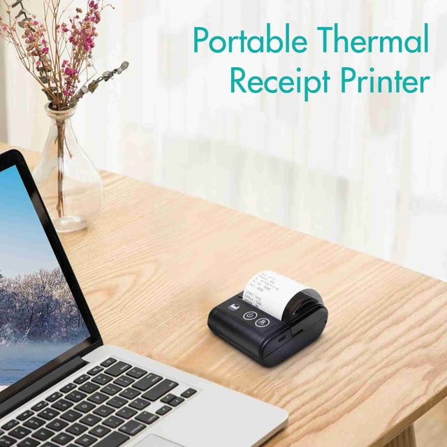 Portable Mini Thermal Receipt Printer 58mm BT USB Compatible Common Operating Systems Connect 203dpi Resolution for Bill Restaurant Ordering Information Printing