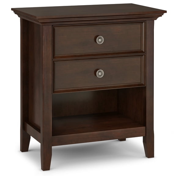 Amherst 24 inch Wide Solid Wood Transitional Bedside Table in Russet Brown