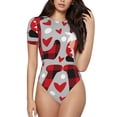 thumbnail image 1 of Fotbe Buffalo Plaid Love And Gnome Body de Mujer con Cuello Redondo y Mangas Cortas, Sin Mangas Ajustado, Suave, Cómodo y Básico-XX-Large, 1 of 7