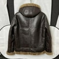 thumbnail image 4 of New Arrival Men's Winter Coat Genuine Sheepskin Shearling Coat Thick Warm Wool Liner with a Hood Outerware Brown Plus Oversized 58 60 62,48,Brown, 4 of 12