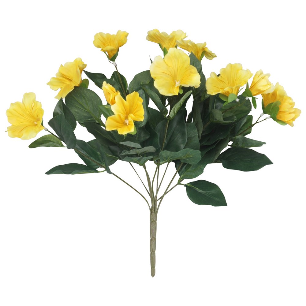 OakRidge Silk Petunia Bush Artificial Flowers Outdoor Décor Yellow