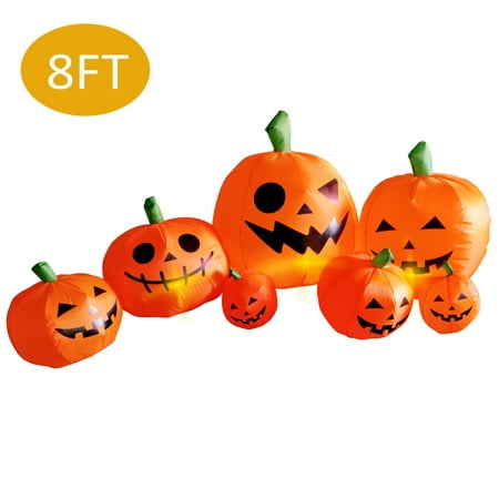 Halloween Inflatable Pumpkin Decorations - Outdoor Yard Large Scary Halloween Party Decor - Blow up Jack-O-Lanterns Giant Garden Decoration - 8FT