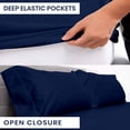 thumbnail image 6 of Kotton Culture Bed Sheet 4 Piece 100% Egyptian Cotton 600 Thread Count Soft Crisp Cooling Cotton Luxury Hotel Sheets Thick with 16" Deep Pocket Snug Fit Smooth Sateen Weave (Navy Blue, King), 6 of 7