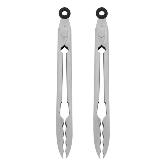 Pinzas KitchenAid de acero inoxidable con bordes festoneados de 18 cm, color plateado