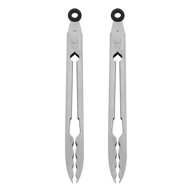 Pinzas KitchenAid de acero inoxidable con bordes festoneados de 18 cm, color plateado