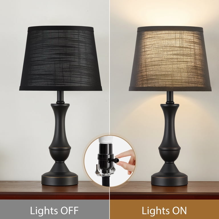 NATYSWAN 19-Inch Modern Bedside Table Lamp Set of 2, Black photo 6