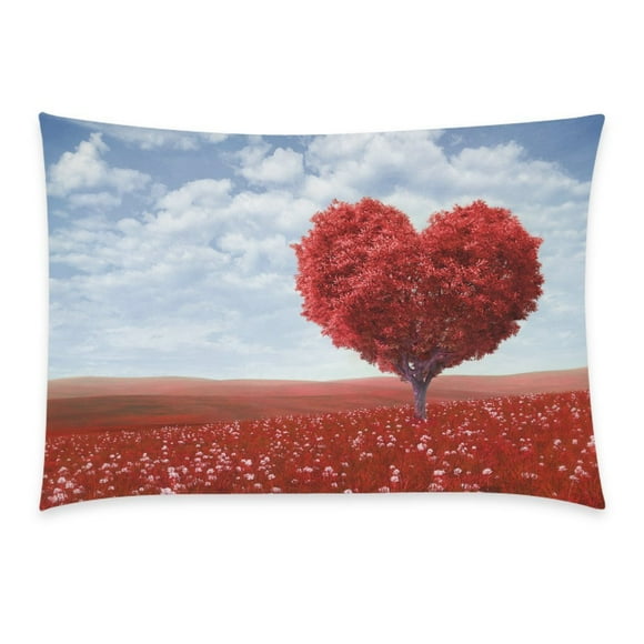 EREHome Home Bathroom Decor Valentine Love Tree Pillowcases Decorative Pillow Cover Case Shams Standard Size for Couch Bed-Red 20x30 Inch Polyester Cotton-Valentine Oak Love Heart Tree Blue Sky