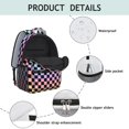 thumbnail image 4 of Rainbow Checkered Pattern Backpack for School, Cute School Bag with Adjustable Shoulder Straps and Padded Back, 15.3"x11"x6.7", 4 of 5