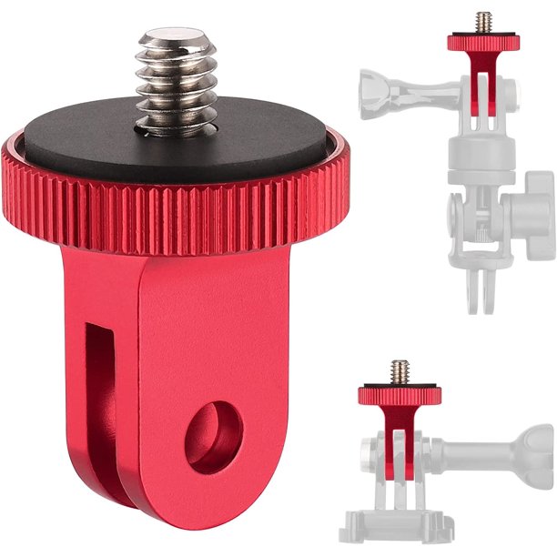 Adaptador de montaje para cámara de aluminio y metal, adaptador de conversión universal duradero de 1/4"-20 para trípode, compatible con GoPro Hero y cuadro de bicicleta.
