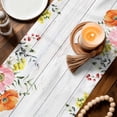 thumbnail image 3 of Gnomes Easter Table Runner - 108 Inch Long Eucalyptus Spring Floral Eggs Leaves Wooden Cotton and Linen Blended Dress Scarves Farmhouse Table Runner for Kitchen Dining, Coffee Table, 13" x 108", 3 of 8