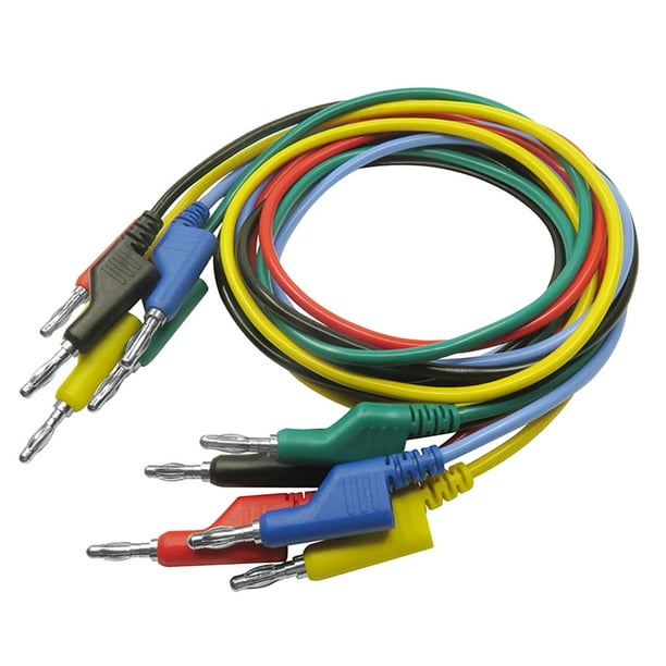 5 Cables De Prueba De Conector Banana Tipo Banana 4MM De 2 Colores Apilables Para Pruebas Eléctricas O Trabajos De Pruebas Eléctricas De Yotijar Cable de prueba de plátano a plátano