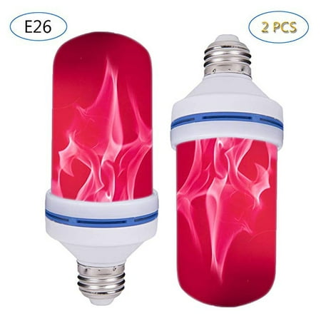 NK HOME LED Flicker Flame Effect Bulb - 2 Pack Fire Light with Upside Down E26 Base Atmosphere Lights for Indoor Outdoor Christmas Halloween Home Hotel Bar Party Decoration, Fize Color