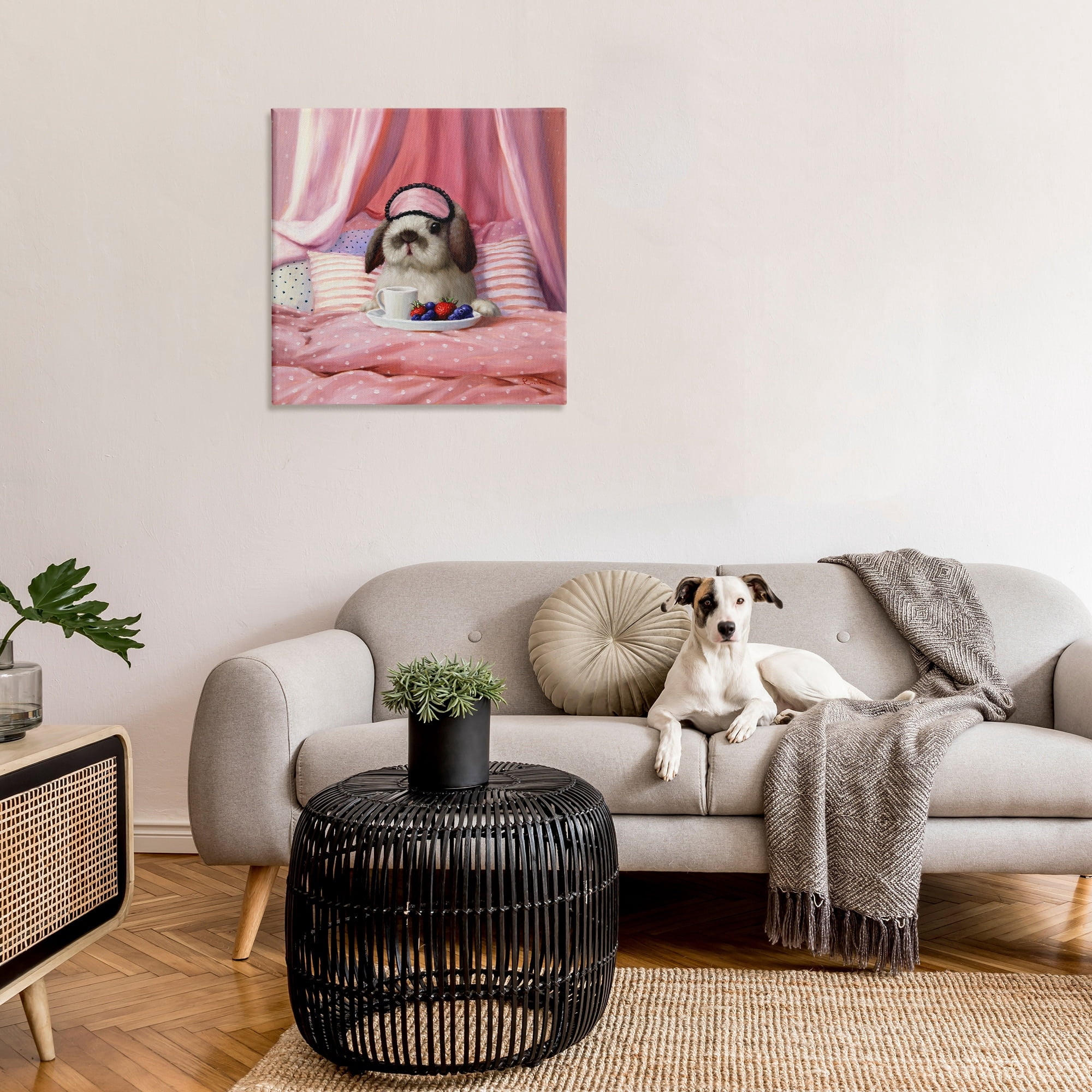 Stupell Industries Adorable House Bunny Rabbit Breakfast In Bed Pink, 30 x 30, Design by Lucia Heffernan