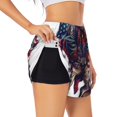 thumbnail image 3 of Lsque Cool Patriotic Buffalo Cowboy Printed Women's Running Shorts with Liner Pockets,Elastic Quick Dry Workout Athletic Gym Yoga Shorts,Womens High Waist Shorts-Small, 3 of 9